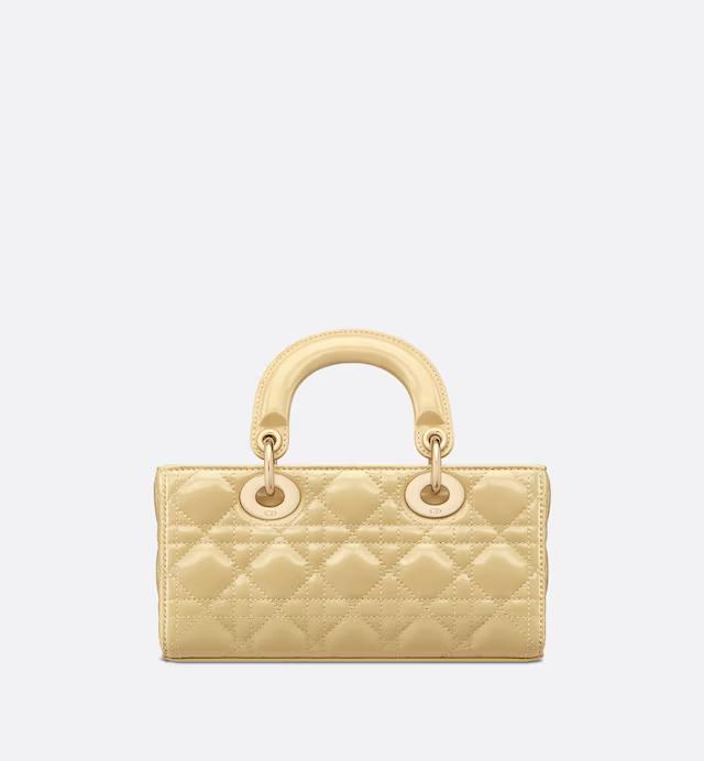 Túi Dior Small Lady D-Joy Bag Pastel Yellow Glossy Iridescent Cannage Calfskin