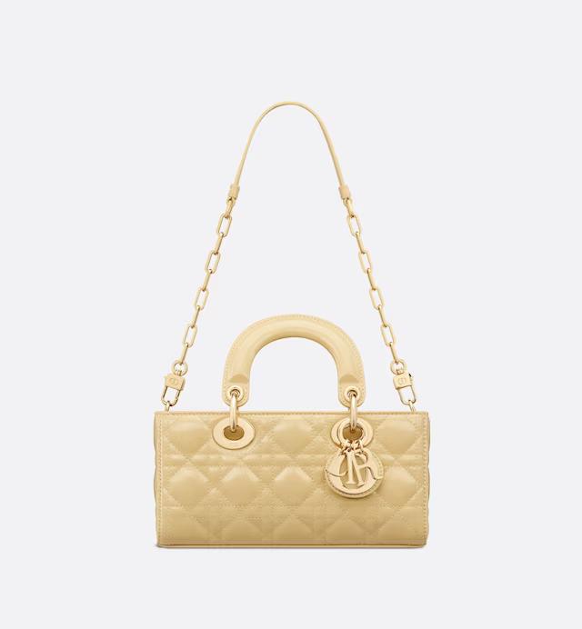 Túi Dior Small Lady D-Joy Bag Pastel Yellow Glossy Iridescent Cannage Calfskin