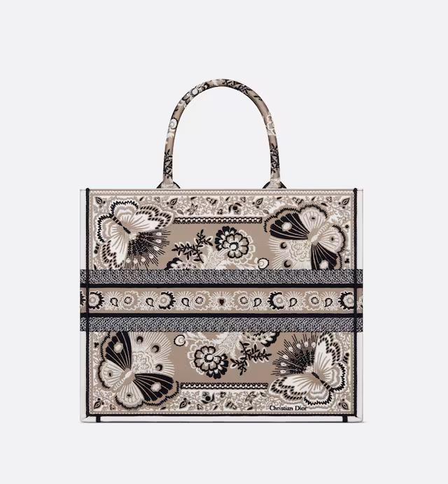 Túi Dior Large Dior Book Tote Beige Multicolor Butterfly Bandana Embroidery