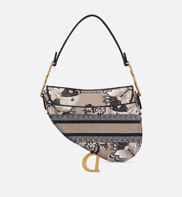 Túi Dior Saddle Bag Beige Multicolor Butterfly Bandana Embroidery