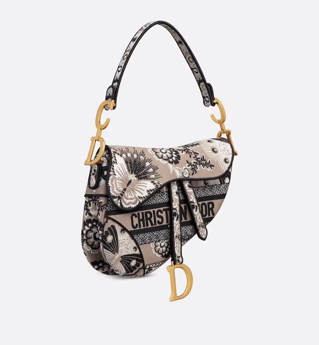 Túi Dior Saddle Bag Beige Multicolor Butterfly Bandana Embroidery