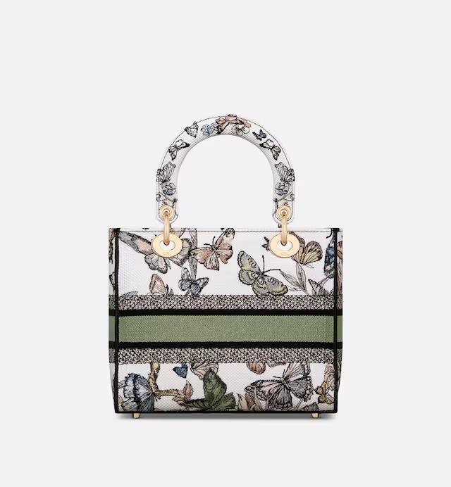 Túi Dior Medium Lady D-Lite Bag White Multicolor Toile De Jouy Mexico Embroidery