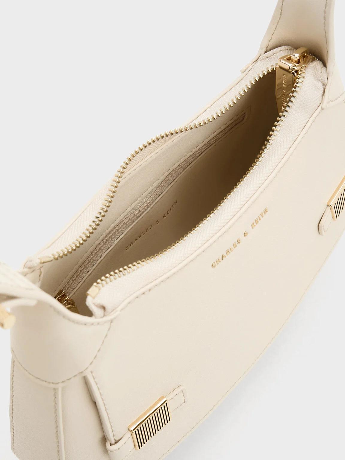 Túi Charles & Keith Metallic-Accent Curved Nữ Trắng