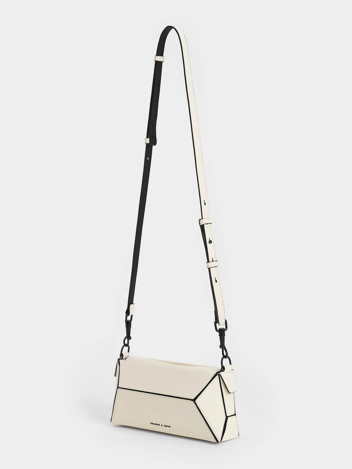 Túi Charles & Keith Nasrin Geometric Chain-Handle Nữ Đen Trắng