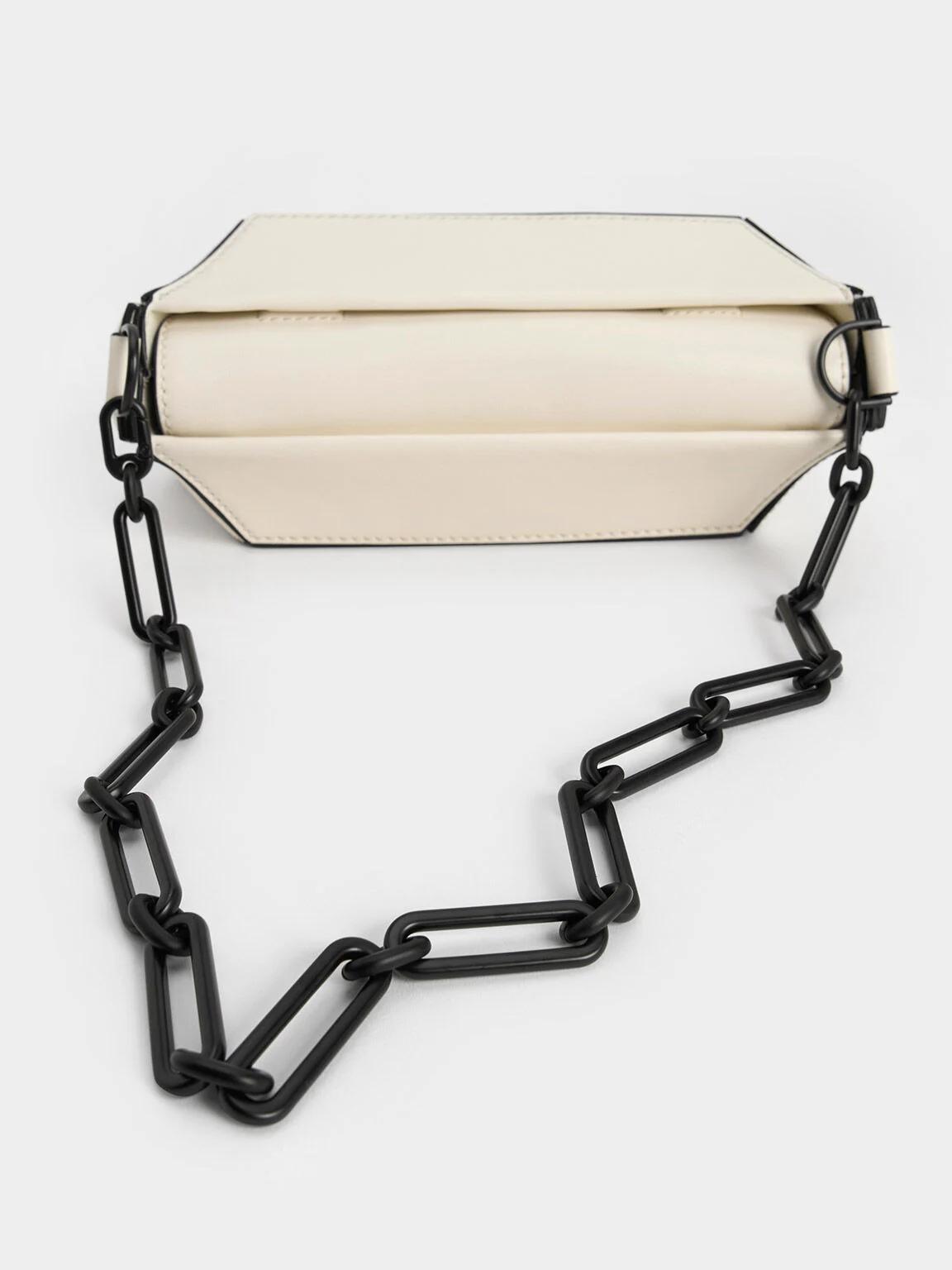 Túi Charles & Keith Nasrin Geometric Chain-Handle Nữ Đen Trắng