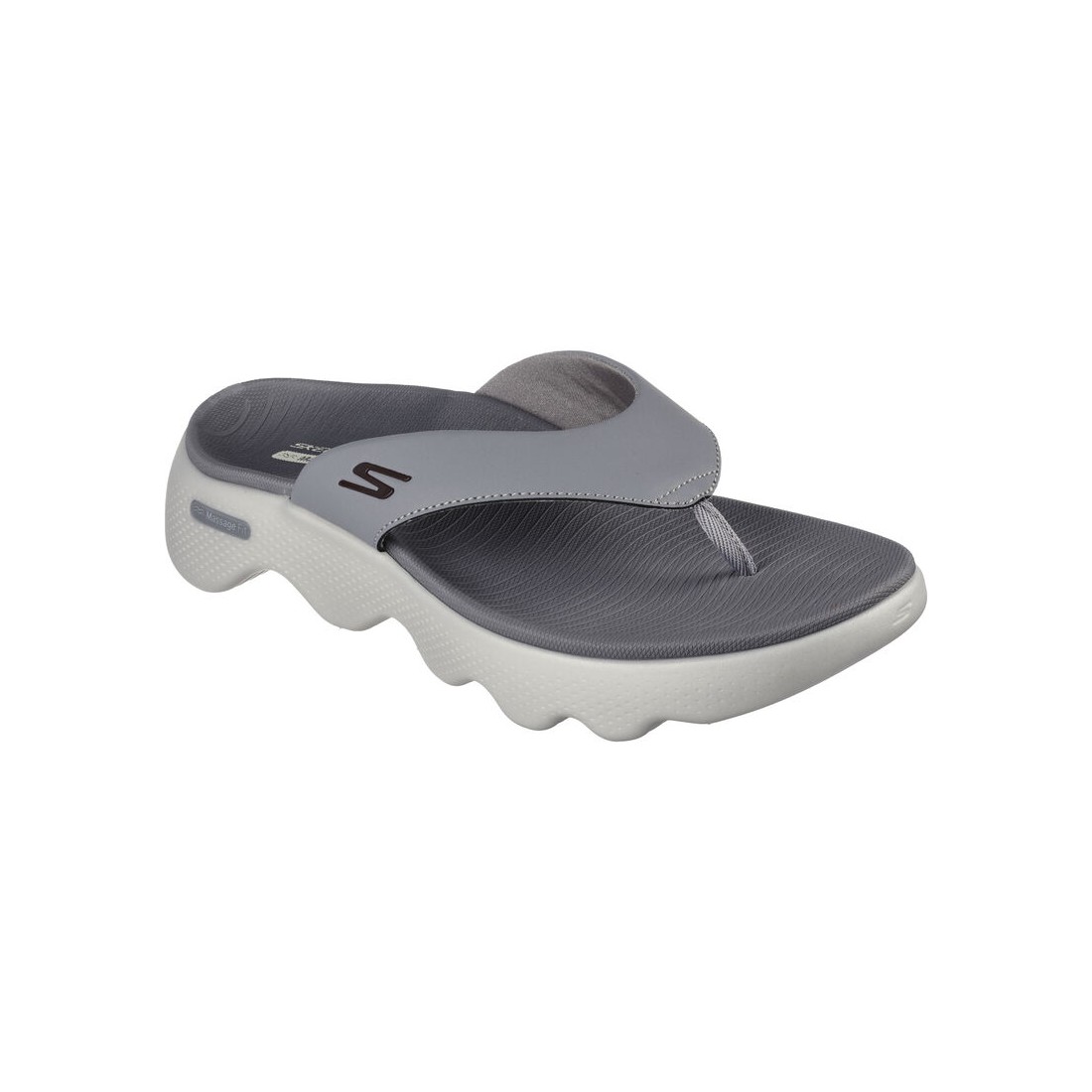 Dép Sandal Skechers Go Walk Massage Fit Sandal Nam Xám Trắng