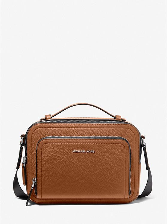 Túi Michael Kors Hudson Pebbled Leather Crossbody Bag Nam Nâu