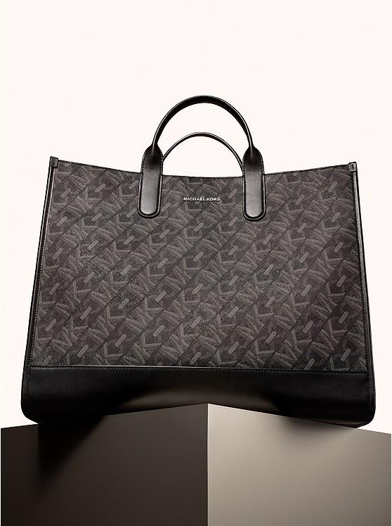 Túi Michael Kors Hudson Empire Signature Logo Tote Bag Nam Đen