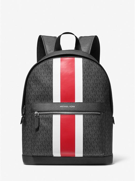 Túi Michael Kors Mason Signature Logo Stripe Backpack Nam Đen