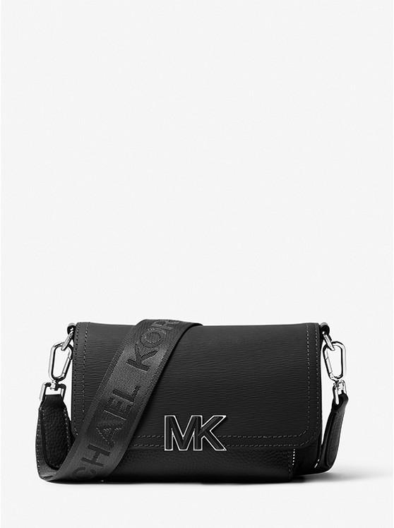 Túi Michael Kors Hudson Textured Leather Crossbody Bag Nam Đen