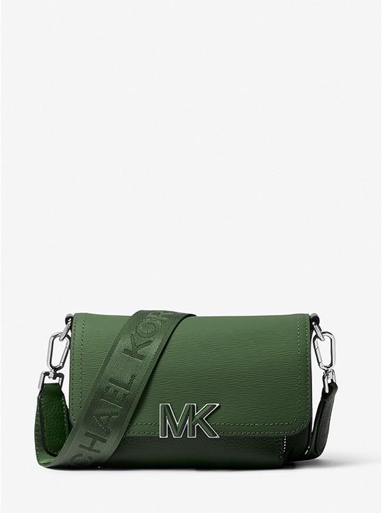 Túi Michael Kors Hudson Textured Leather Crossbody Bag Nam Xanh Lá