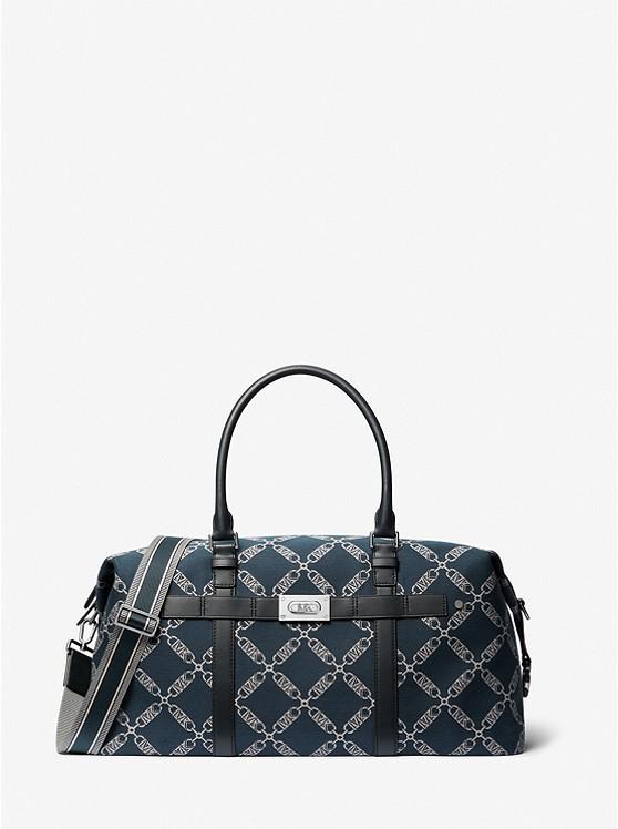 Túi Michael Kors Varick Empire Logo Jacquard Duffel Bag Nam Xanh Navy