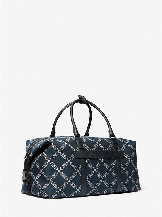 Túi Michael Kors Varick Empire Logo Jacquard Duffel Bag Nam Xanh Navy