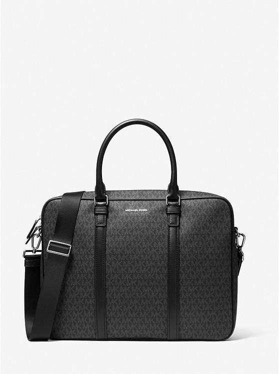 Túi Michael Kors Hudson Logo And Leather Briefcase Nam Đen