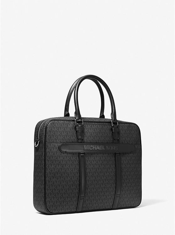 Túi Michael Kors Hudson Logo And Leather Briefcase Nam Đen