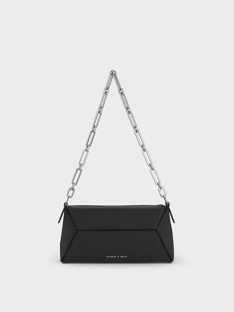 Túi Charles & Keith Nasrin Nasrin Geometric Chain-Handle Nữ Đen