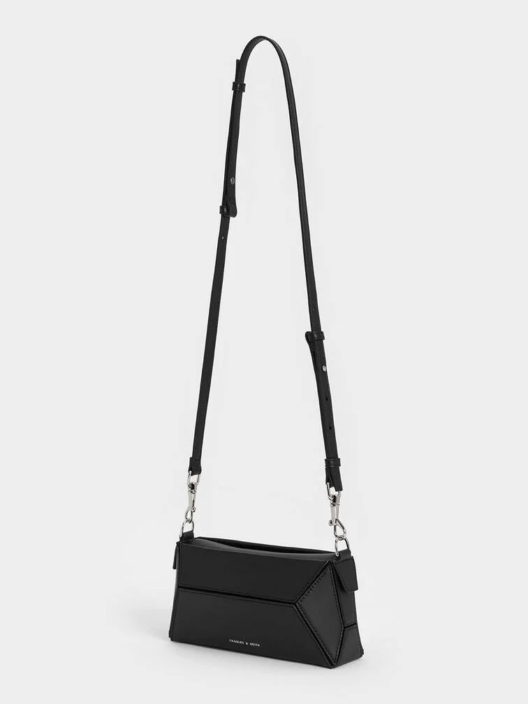 Túi Charles & Keith Nasrin Nasrin Geometric Chain-Handle Nữ Đen