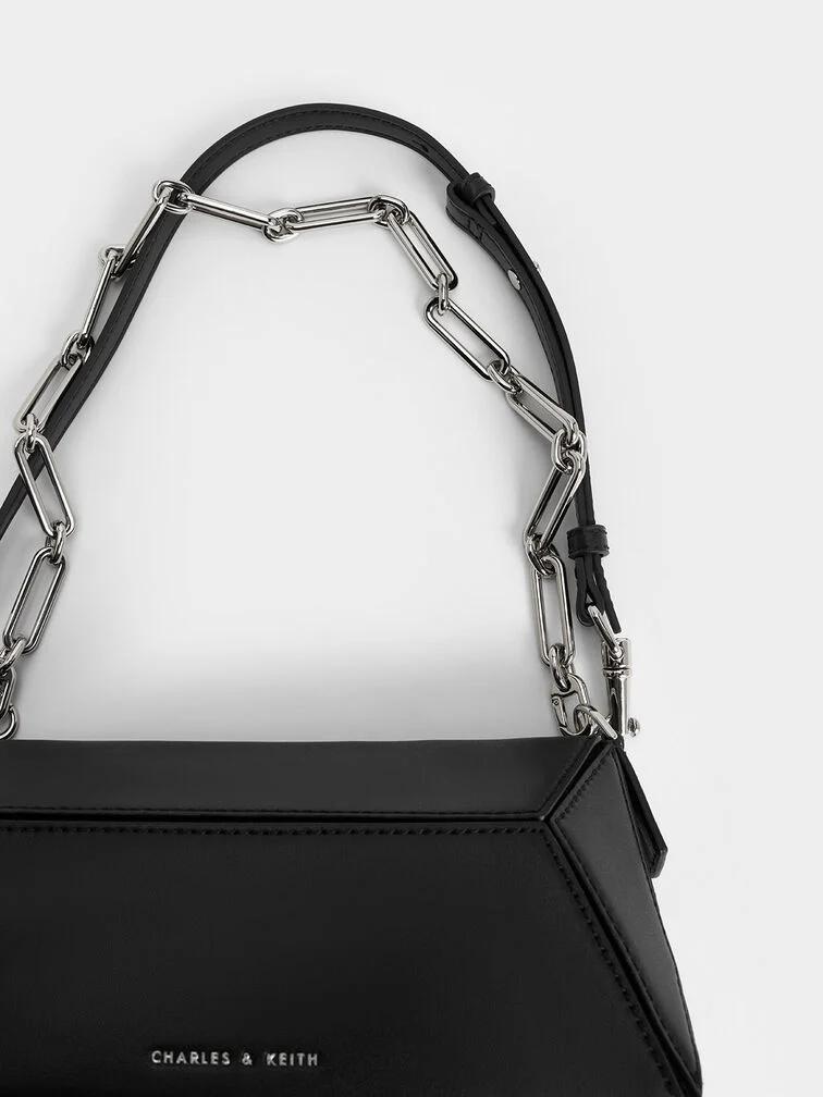 Túi Charles & Keith Nasrin Nasrin Geometric Chain-Handle Nữ Đen