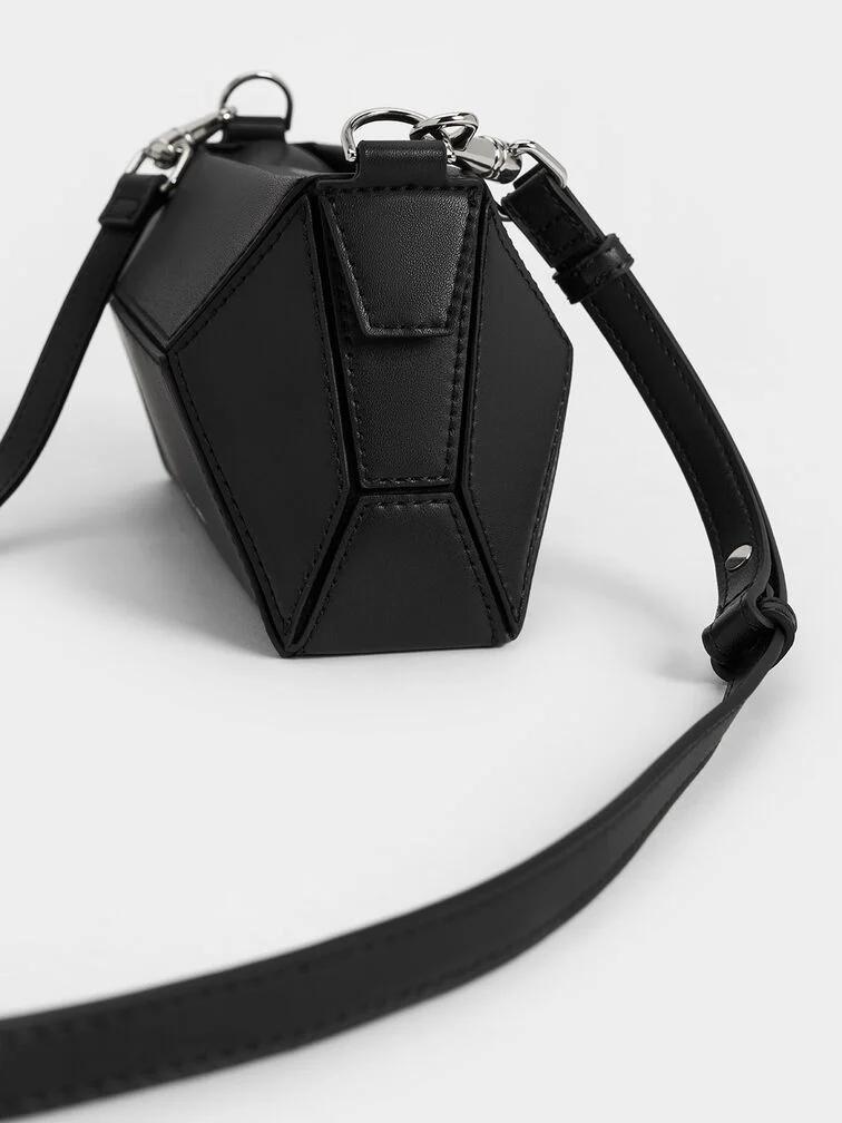 Túi Charles & Keith Nasrin Nasrin Geometric Chain-Handle Nữ Đen