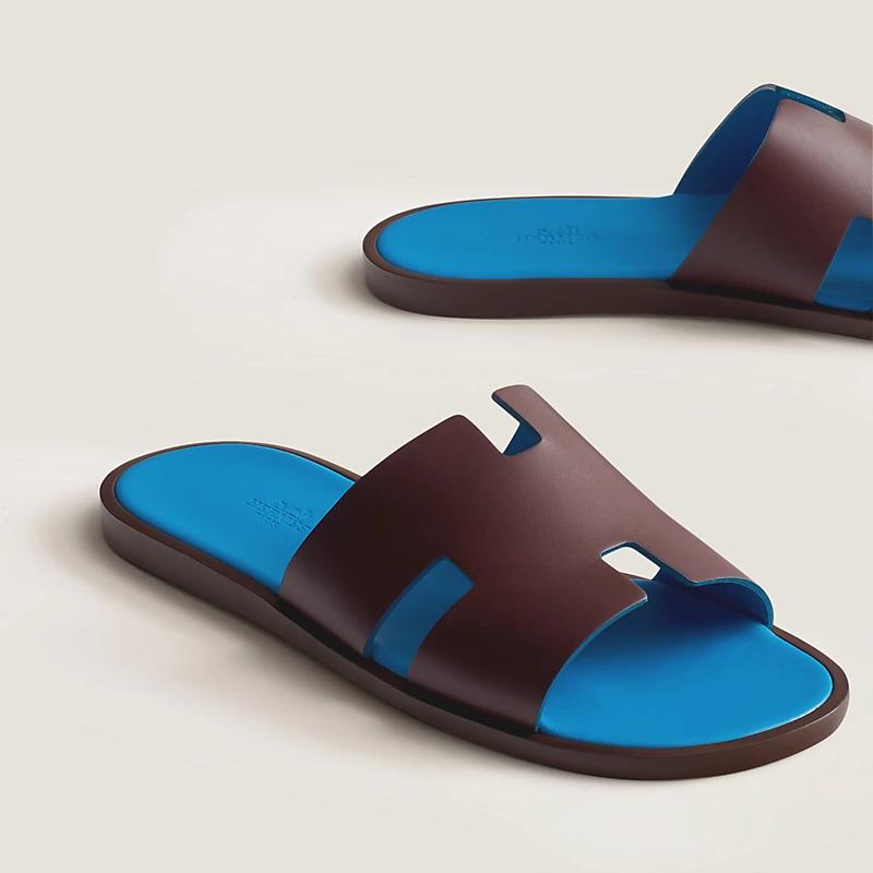 Giày Hermes Izmir Sandal Nam Xanh Dương Nâu