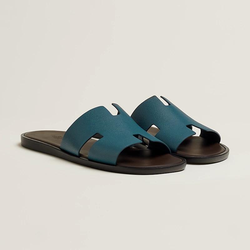 Giày Hermes Izmir Sandal Nam Nâu Chocolate Xanh Dương