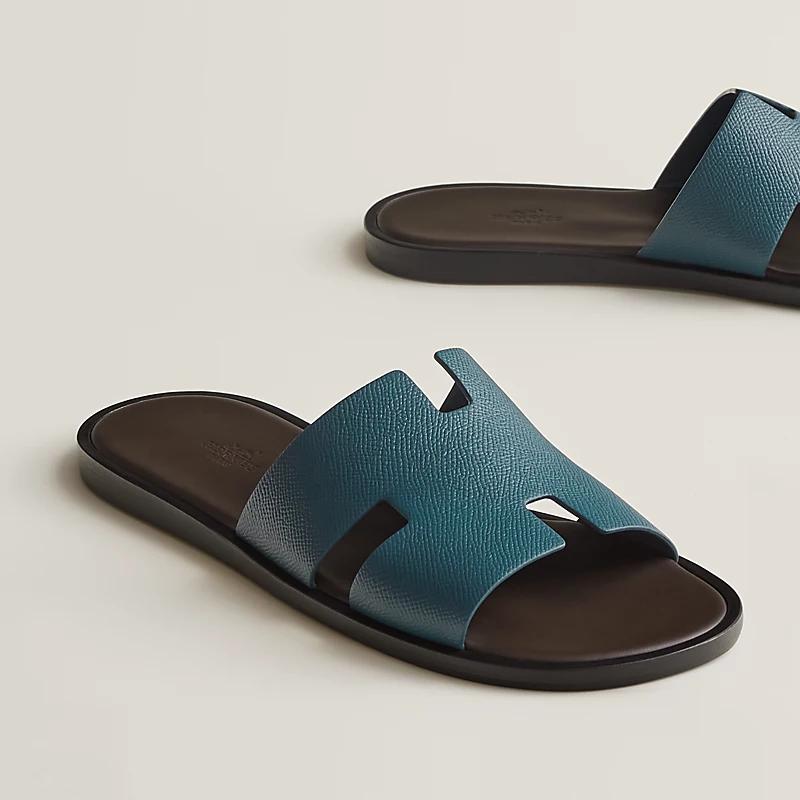 Giày Hermes Izmir Sandal Nam Nâu Chocolate Xanh Dương