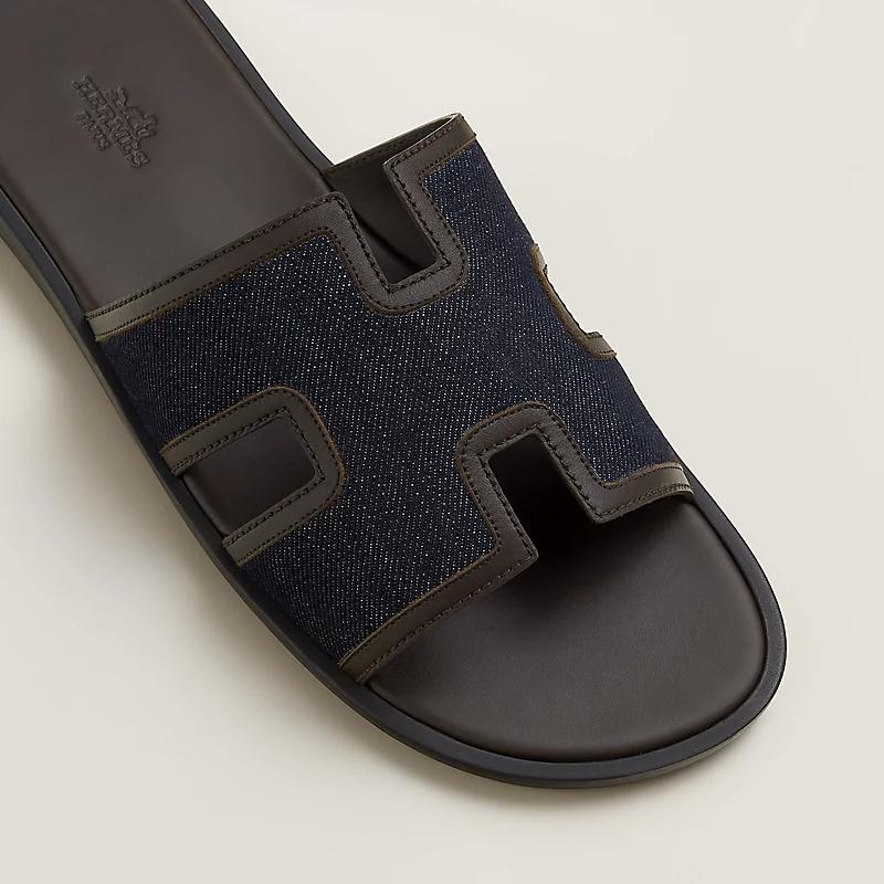 Giày Hermes Izmir Sandal Nam Nâu Chocolate Xanh Navy