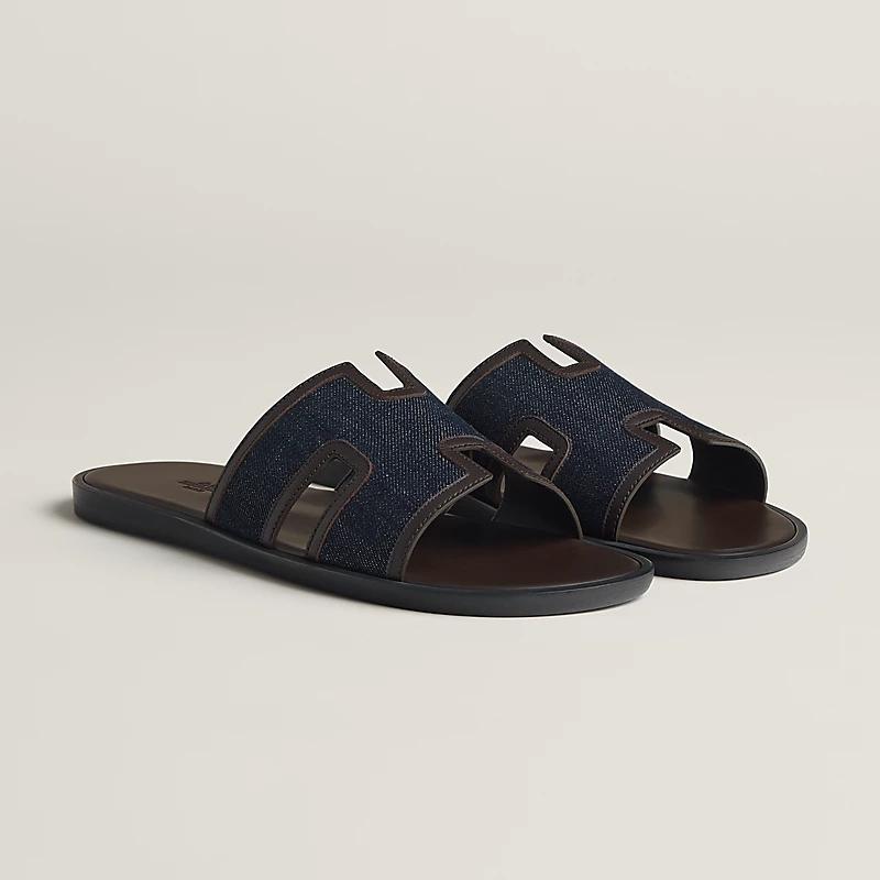 Giày Hermes Izmir Sandal Nam Nâu Chocolate Xanh Navy