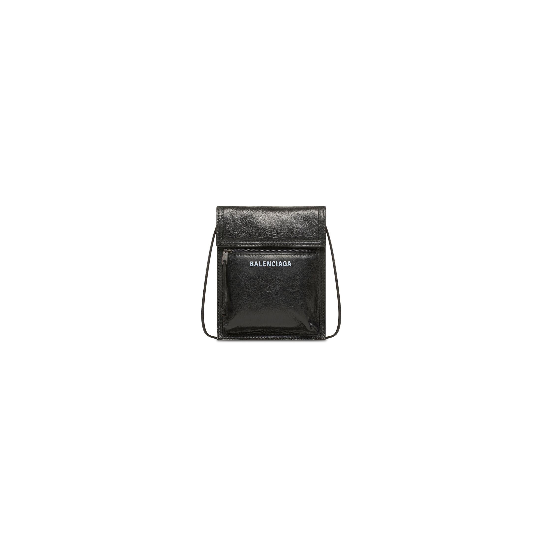 Túi Balenciaga Explorer Small Pouch With Strap Arena Lambskin Nam Đen