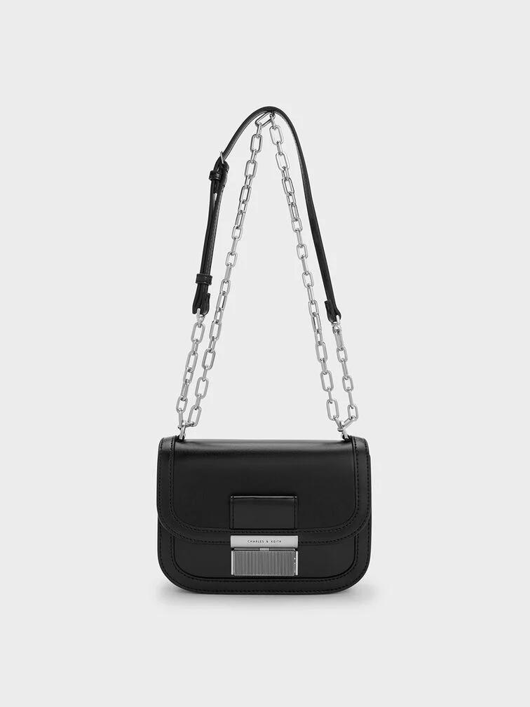 Túi Charles & Keith Charlot Nữ Đen Bạc