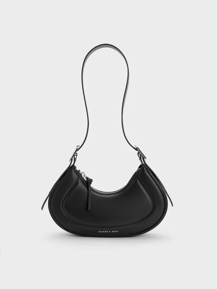 Túi Charles & Keith Petra Curved Nữ Xám Đen