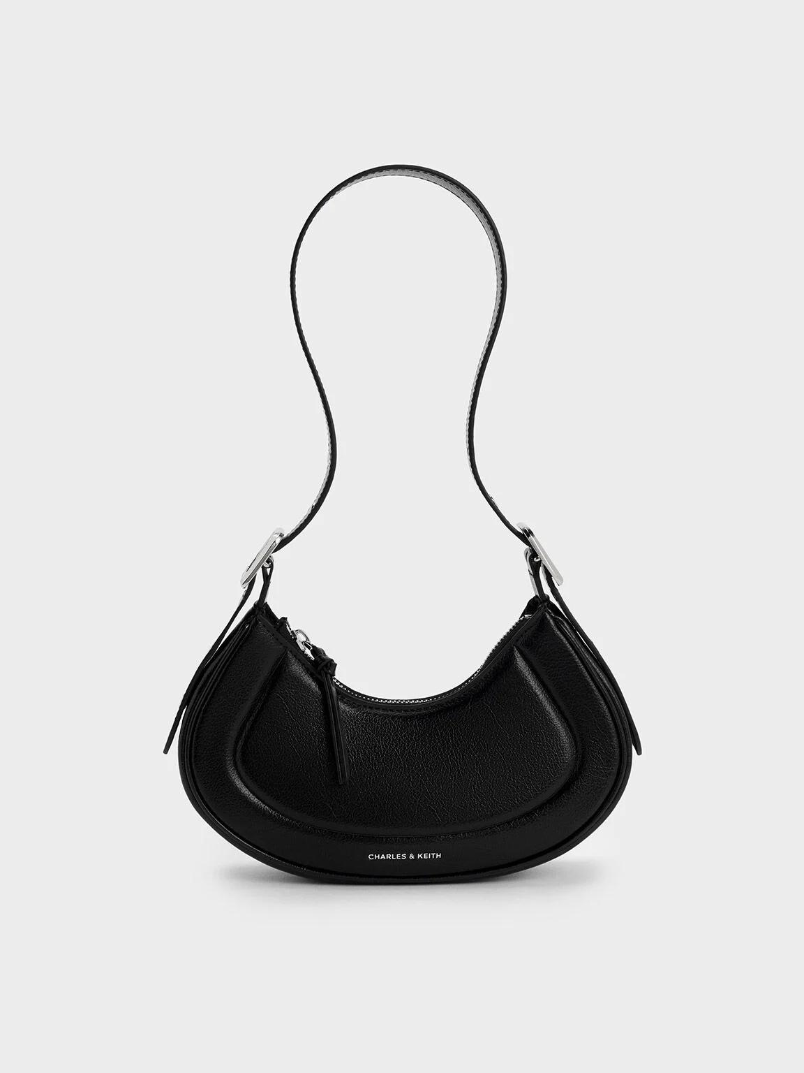 Túi Charles & Keith Petra Curved Nữ Đen