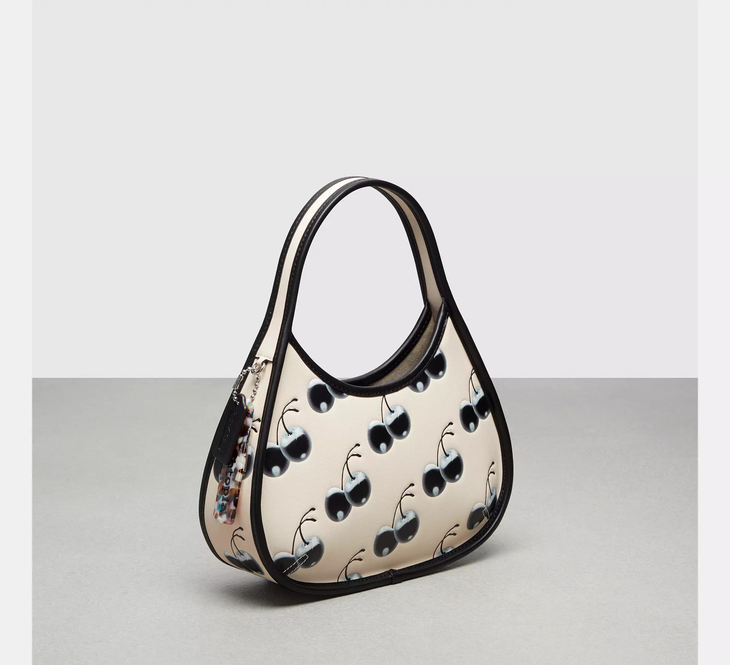 Túi Coach Ergo Bag In Coachtopia Leather With Cherry Print Nữ Đen Trắng