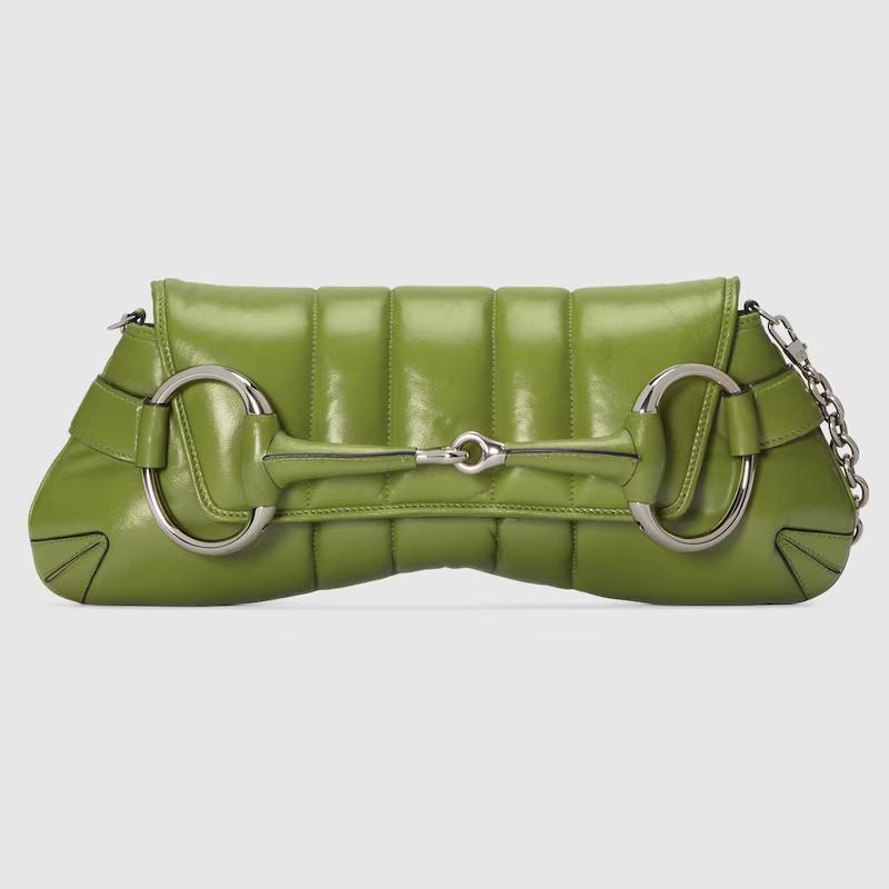 Túi Gucci Gucci Horsebit Chain Medium Shoulder Bag Nữ Xanh Lá