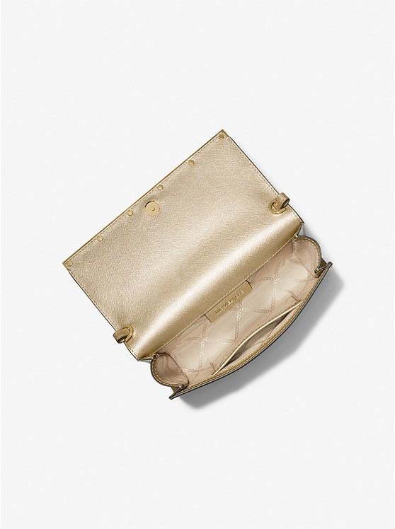 Túi Michael Kors Mona Large Metallic Leather Clutch Nữ Vàng