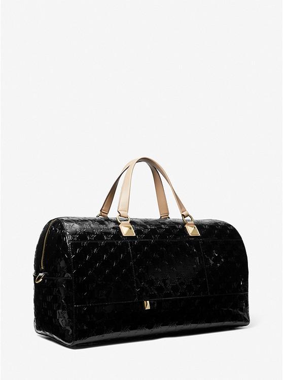 Túi Michael Kors Grayson Extra-Large Logo Embossed Patent Weekender Bag Nữ Đen