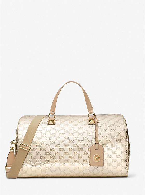 Túi Michael Kors Grayson Extra-Large Logo Embossed Patent Weekender Bag Nữ Vàng