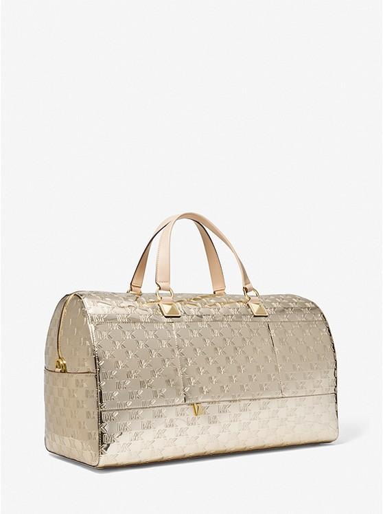 Túi Michael Kors Grayson Extra-Large Logo Embossed Patent Weekender Bag Nữ Vàng