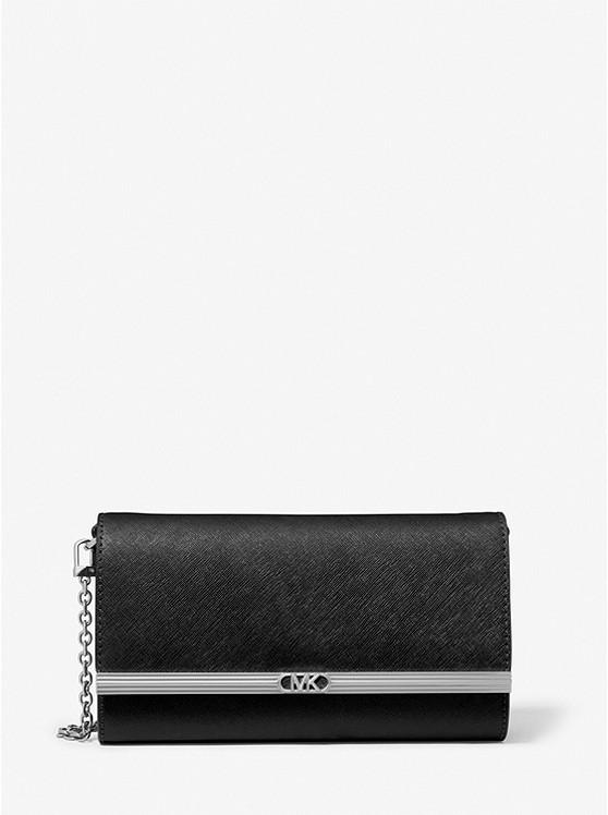 Túi Michael Kors Mona Large Saffiano Leather Clutch Nữ Đen