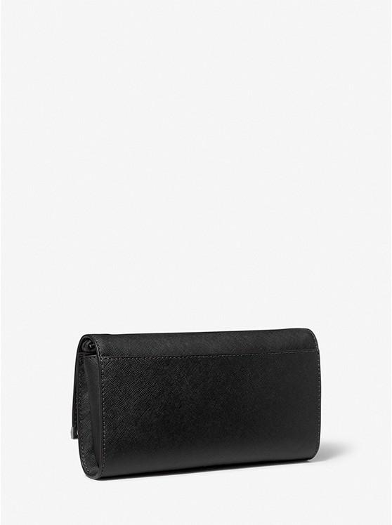 Túi Michael Kors Mona Large Saffiano Leather Clutch Nữ Đen