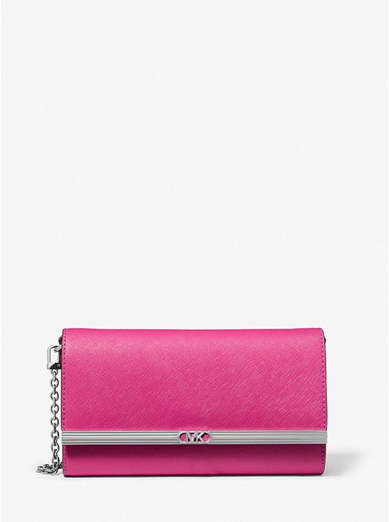 Túi Michael Kors Mona Large Saffiano Leather Clutch Nữ Hồng