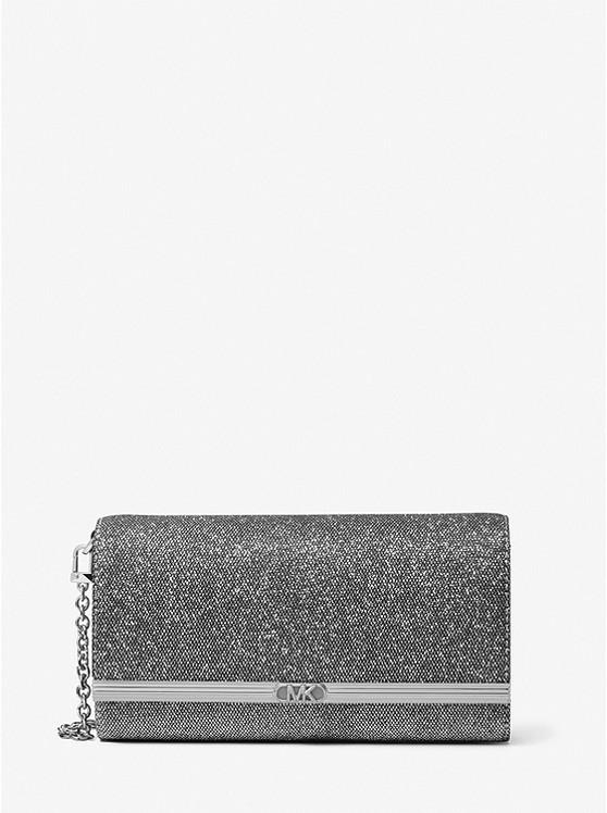 Túi Michael Kors Mona Large Glitter Chain Mesh Clutch Nữ Xám