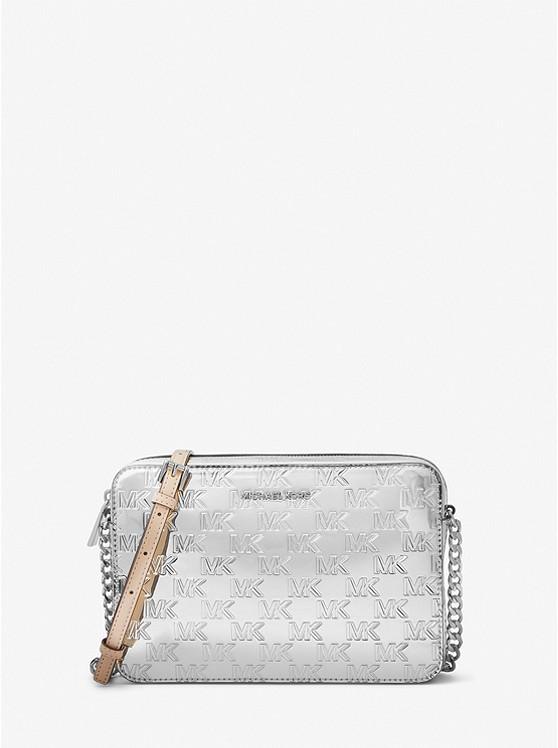 Túi Michael Kors Jet Set Large Logo Embossed Patent Crossbody Bag Nữ Bạc