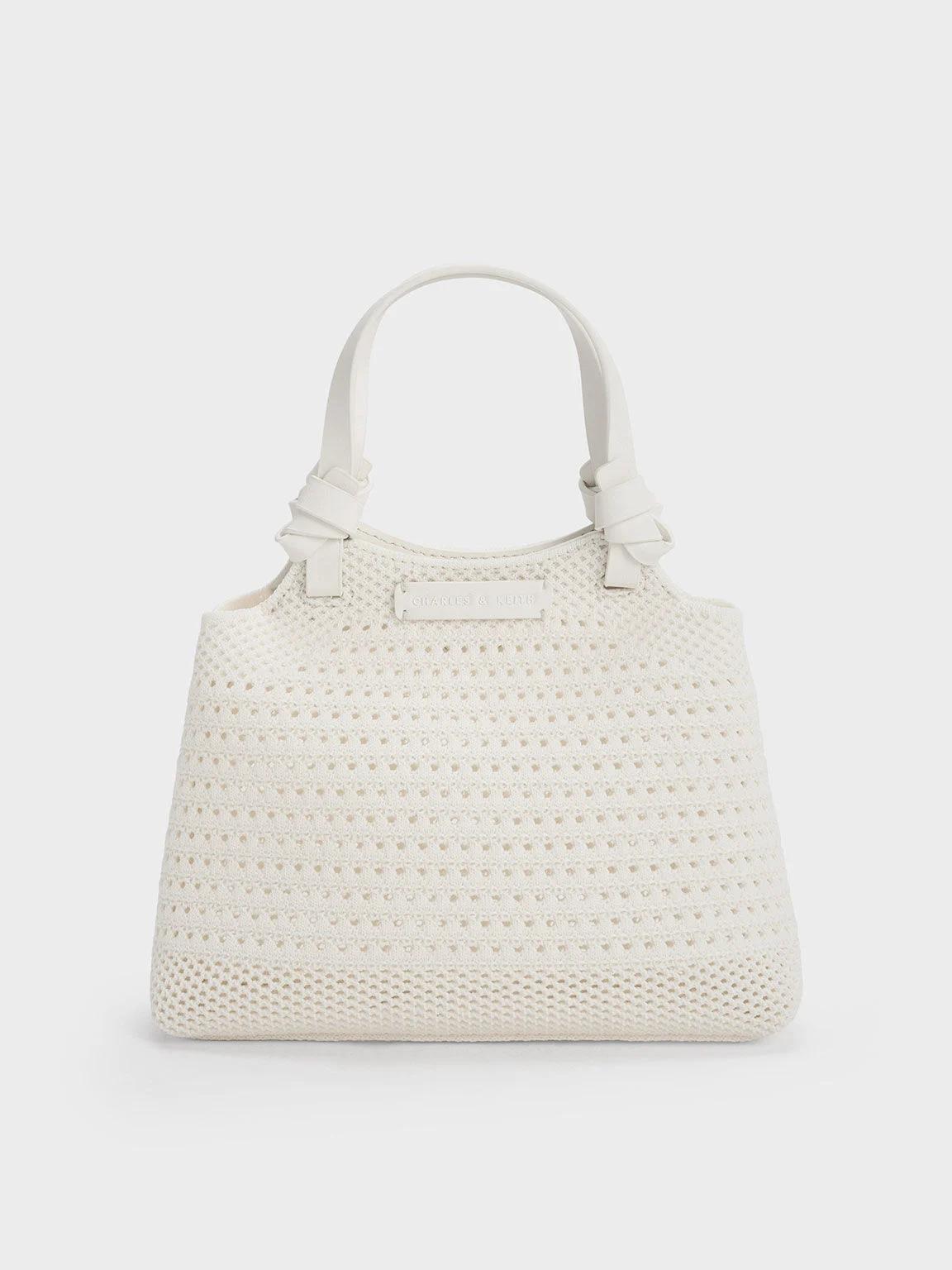 Túi Charles & Keith Ida Knotted Handle Knitted Nữ Trắng