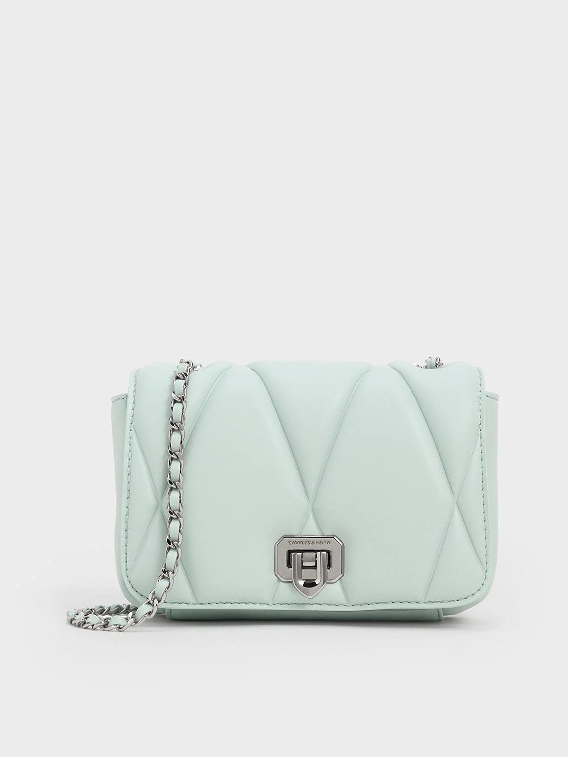 Túi Charles & Keith Arwen Quilted Nữ Xanh Mint