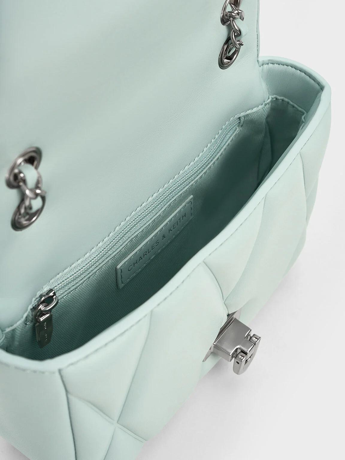 Túi Charles & Keith Arwen Quilted Nữ Xanh Mint