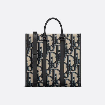 Túi Dior East-West Tote Bag Beige And Black Maxi Oblique Jacquard