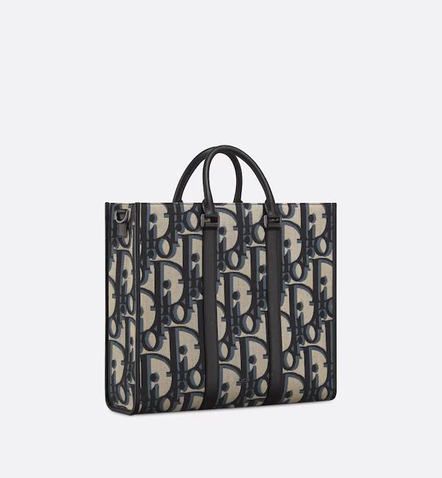 Túi Dior East-West Tote Bag Beige And Black Maxi Oblique Jacquard