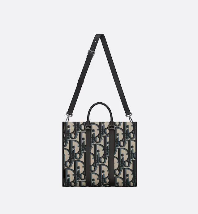 Túi Dior East-West Tote Bag Beige And Black Maxi Oblique Jacquard