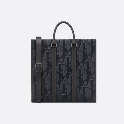 Túi Dior East-West Tote Bag Black Maxi Oblique Jacquard